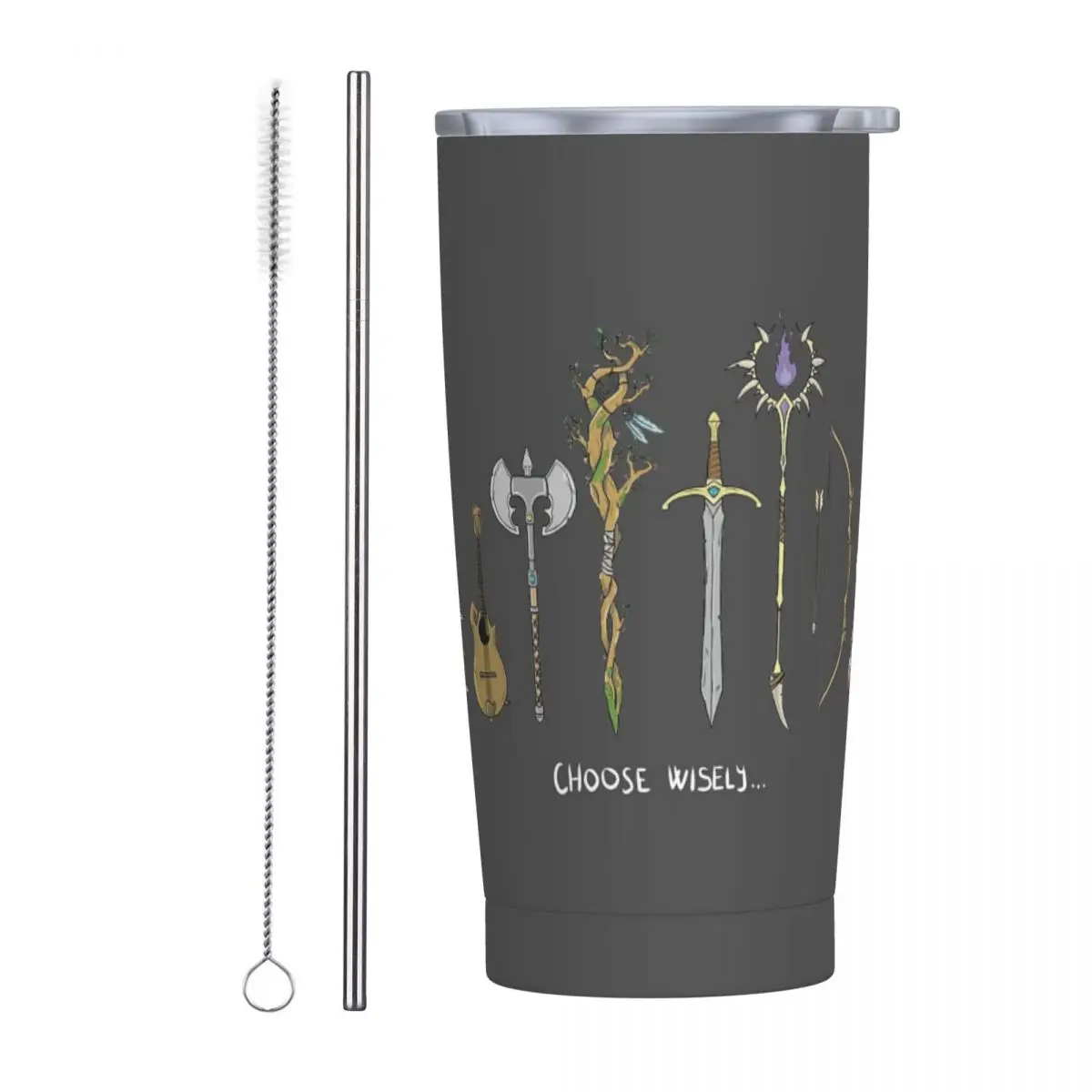 Chose Wisely, DND Classes Options Stainless Steel Tumbler Vacuum Insulated Mug Thermal Cold Cup Straws With Lid 20oz