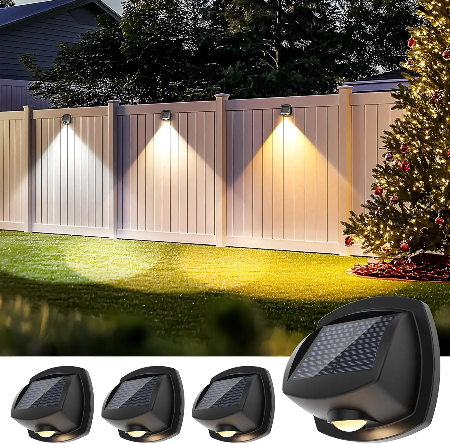 1pcs Outdoor LED Solar Wall Light 3 Colors RGBW Waterproof Peak Project Spotlight for Garden Yard Porch Pathway Patio Home Decor