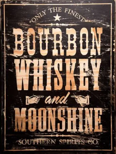 Letrero de Aluminio Retro de Whisky Bourbon Moonshine, Letrero Vintage para Bar de Bebidas Alcohólicas