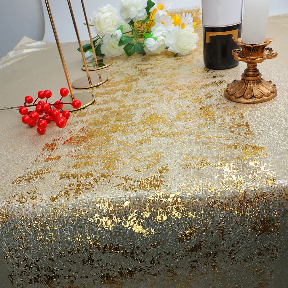 

Gold Table Runner Decorative Polyester Tablecloth Golden Mesh Party Lace Cover Household Desk Cloth Wear Resistant Home
