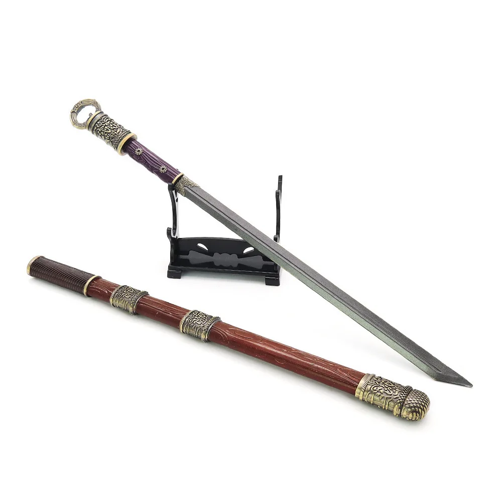 30cm jianghu animação espada periférica brinquedo anel cabeça faca coleção de metal completo ornamentos cos adereços menino presente segurança não lâmina