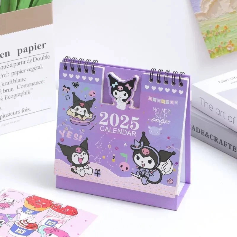 2025 Sanrio New Cute Desktop Calendar Kuromi Hellokitty Cinnamoroll Mymelody Desktop Ornament Notebook Plan Desks Calendar Gifts