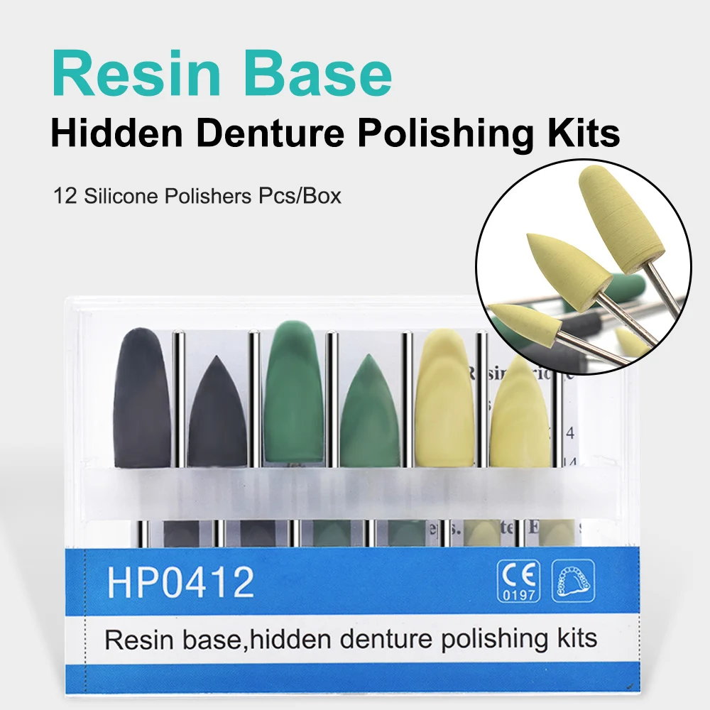 HP0412 12Pcs/Kit Dental Resin Base Hidden Denture Polishing Kits for Low Speed Contra Angle Handpiece SYJH Dentistry Tools