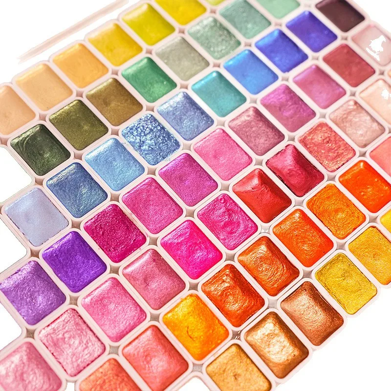 150 Colors Pearlescent Watercolor Pigment, Portable Metal Watercolor Solid Pigment Set, Suitable for Painting, Nail Art, DIY