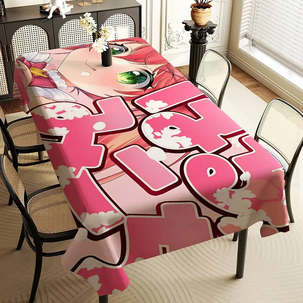 Hololive Sakura M-miko Waterproof Rectangle Tablecloth Fiesta Home Decor Dining Room Decor Reusable Table Cover Party Supplies