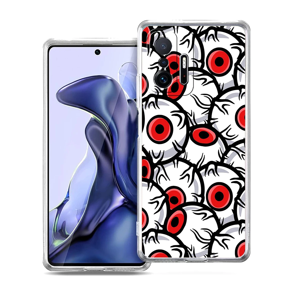 Capa de telefone transparente para xiaomi mi 14 13 12 11 ultra 13t 12t 11t poco x3 nfc f3 f6 pro lite macio tpu escudo o olho de cthulhu