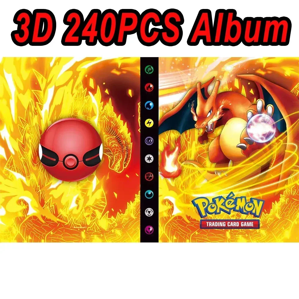 240PCS Pokemon Gengar Charmander Cartoon Album Card Book Map Letters Holder Binder Cartoon VMAX GX EX Game Collection Folder