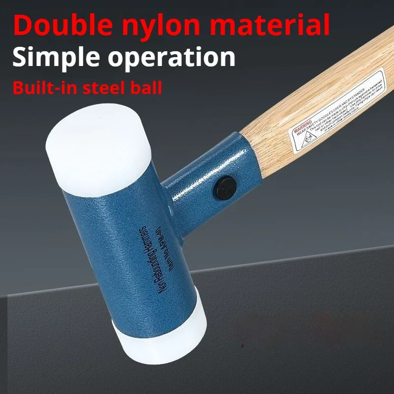 Dual-Faced Rubber Nylon Mallet Anti-Slip PVC Grip Shock-Absorbent Non-Marring Hammer Flooring Installation Woodworking Tool