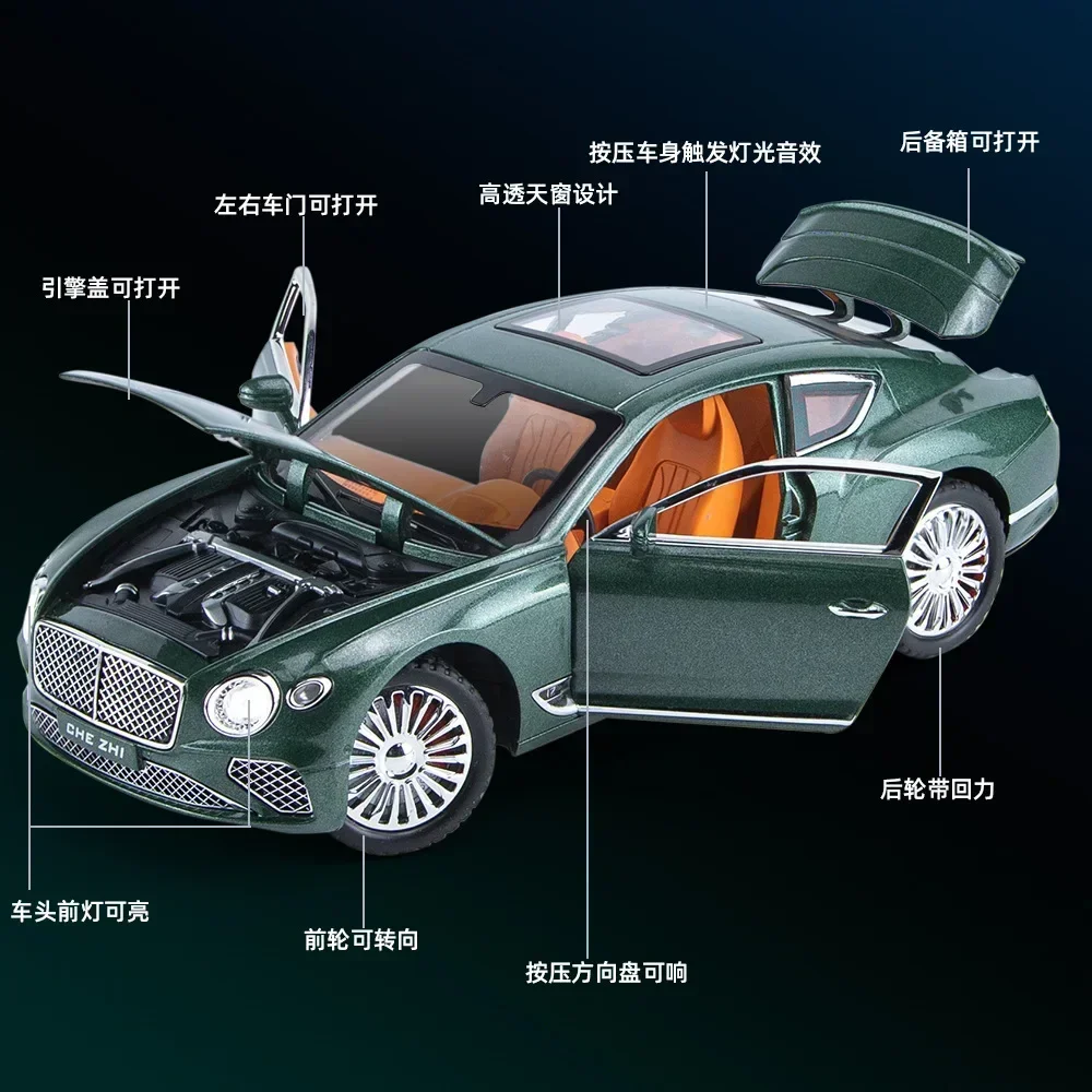 1:24 Bentley Continental GT High Simulation Diecast Metal Alloy Model car Sound Light Pull Back Collection Kids Toy Gifts A539