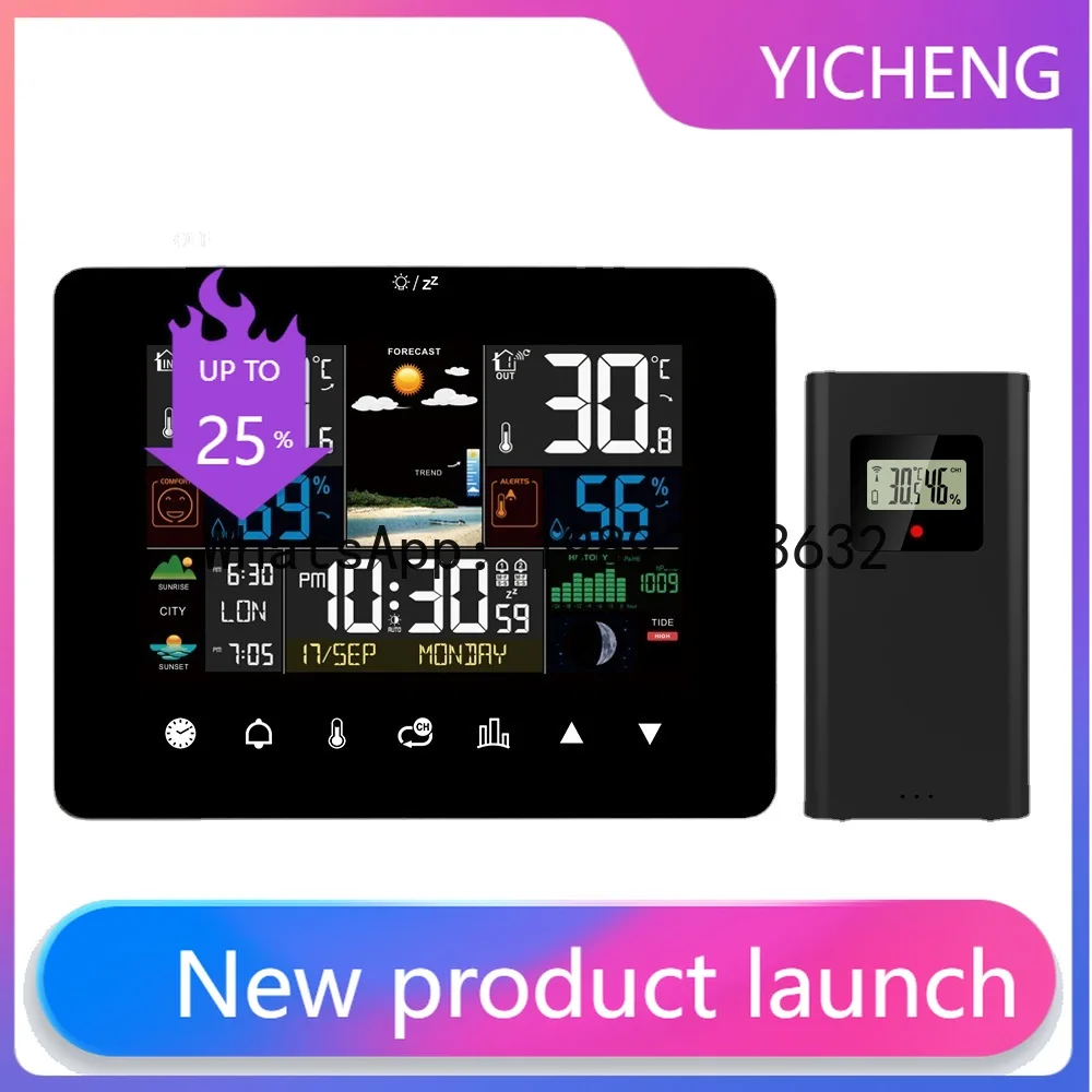 

Zz new color screen touch weather clock with temperature and humidity sensor, weather forecast clock, large screen weather