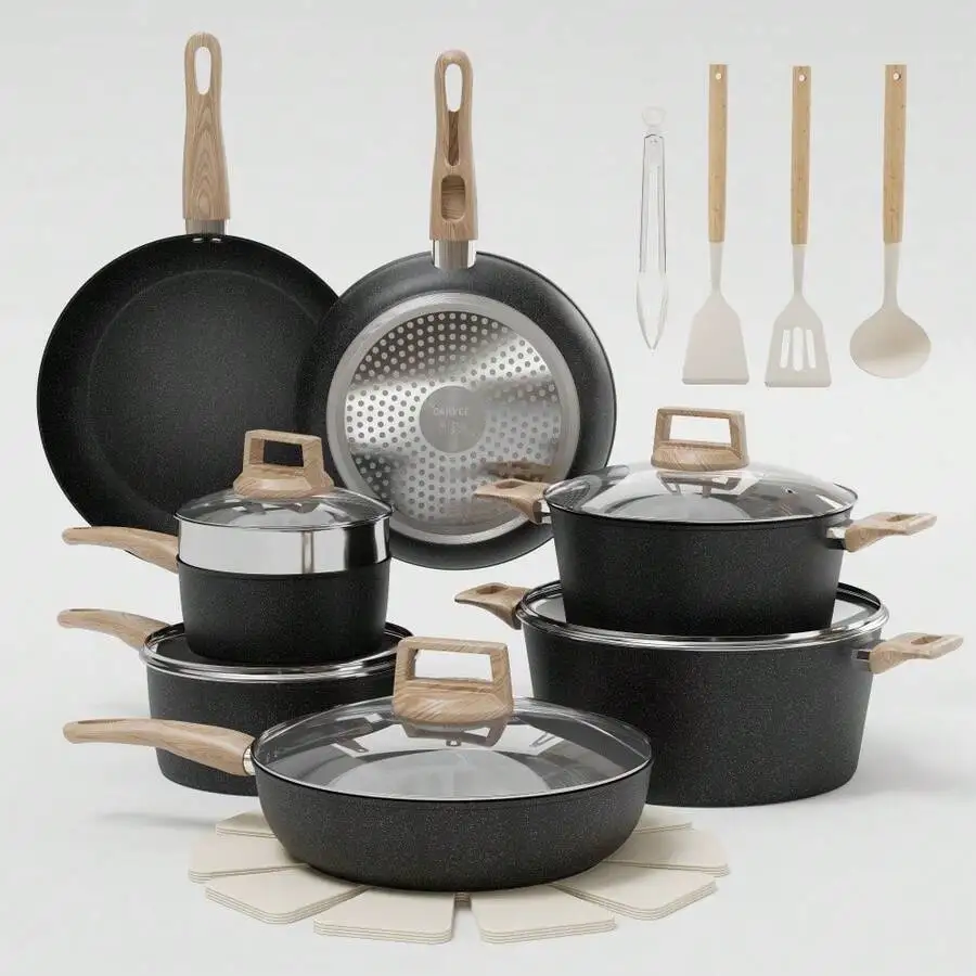 21Pcs Pots And Pans Set Nonstick Cookware Set Ceramic Induction Kitchen Cooking Set With Frying Pans, Saucepans, Stockpot, Steam