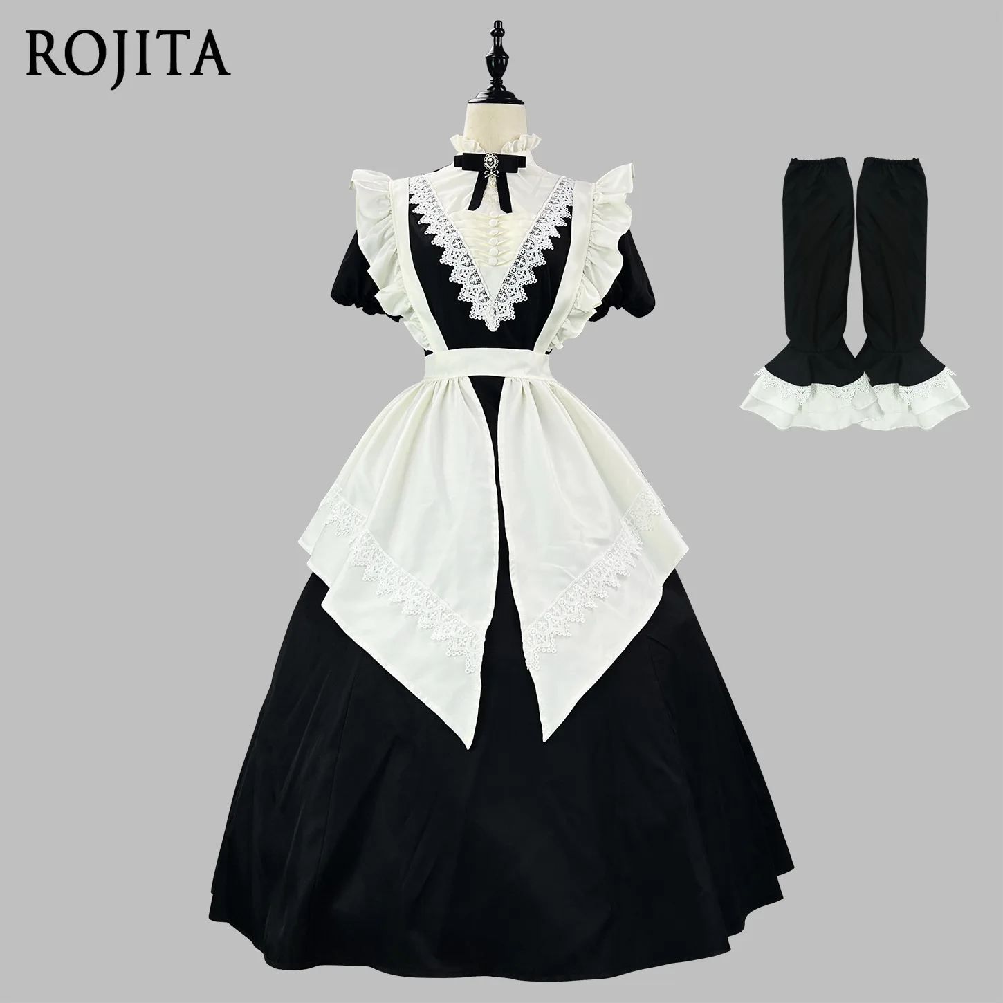 

Gothic Nun Black Long and Short OP Sleeve Apron Multi-Wear Maid Costume Halloween Maid Outfit 2025 autumn new Lolita dress