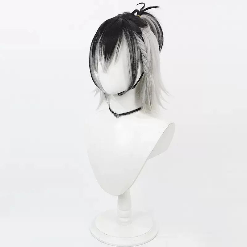 Peruca de cabelo sintético com L-email peruca, resistente ao calor, um vampiro vive no dormitório, Ruka Saotome Cosplay, cor preto e branco