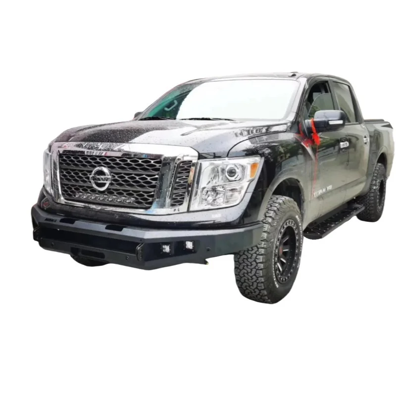 2016+ for Nissan Titan 4x4 Off-Road Front Bumper with Winch Bracket Black Bull Bar Fog Light Bumper-Heavy-Duty Steel New