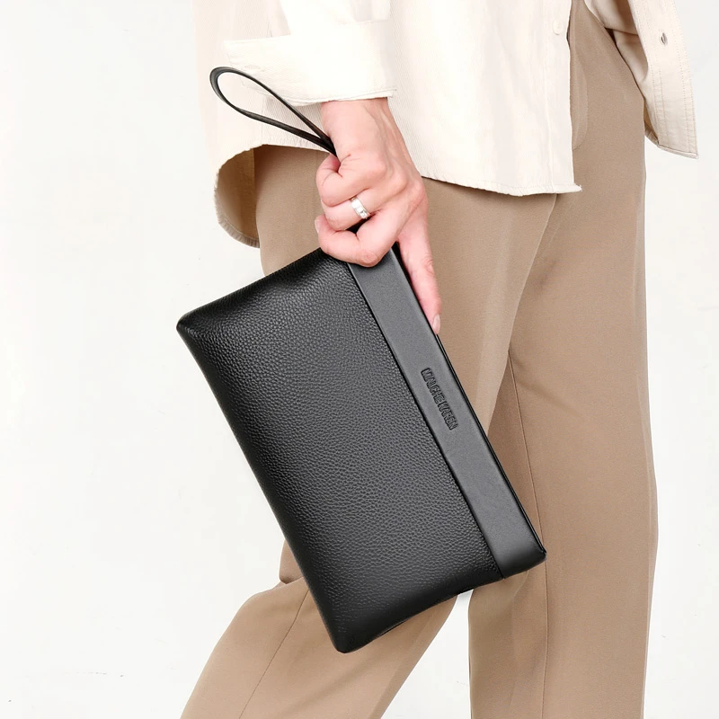 

Мужской клатч из натуральной кожи, новый модный высококачественный длинный кошелек из натуральной кожи, кошелек для телефона, мужские сумки на плечо, держатель для карт, мешок