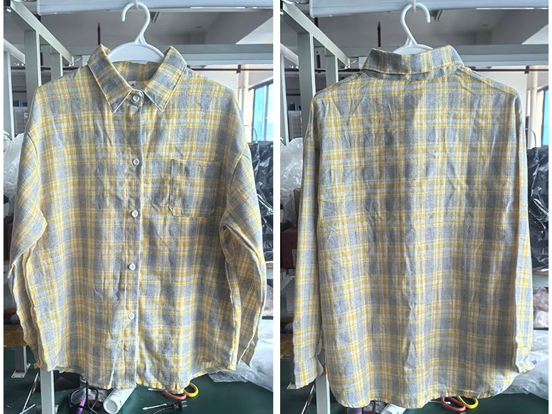 Harajuku Oversize Loose Plaid Shirts für Damen, Lazy-Style Langarm-Oberbekleidung, Lässige Blusen, Vintage Allround-Studentenhemd – Detail 2