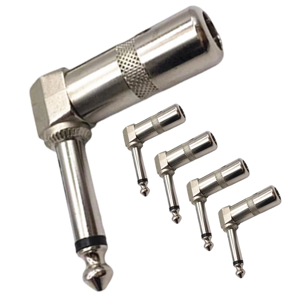 

5 Pcs Audio Connector 90 Degree Plug Guitar Jack Cable Adapter Plugs Electric Mono Adapters Part Input Socket Square