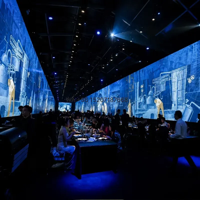 Wmwmnu 360 Immersive Projection System for Restaurant Interactive Dining Room Equipment for Private Banquet and Theme