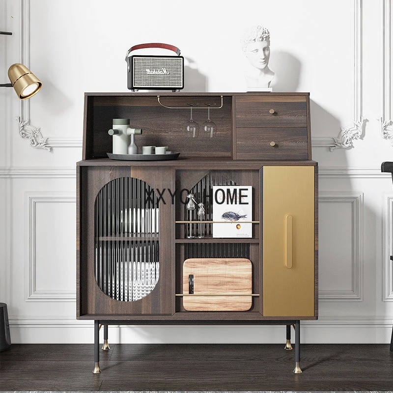 

Sideboard Cabinet Storage Integrated Living Room Home Wall Modern Light Luxury Retro Glass Door Tea Cabinet