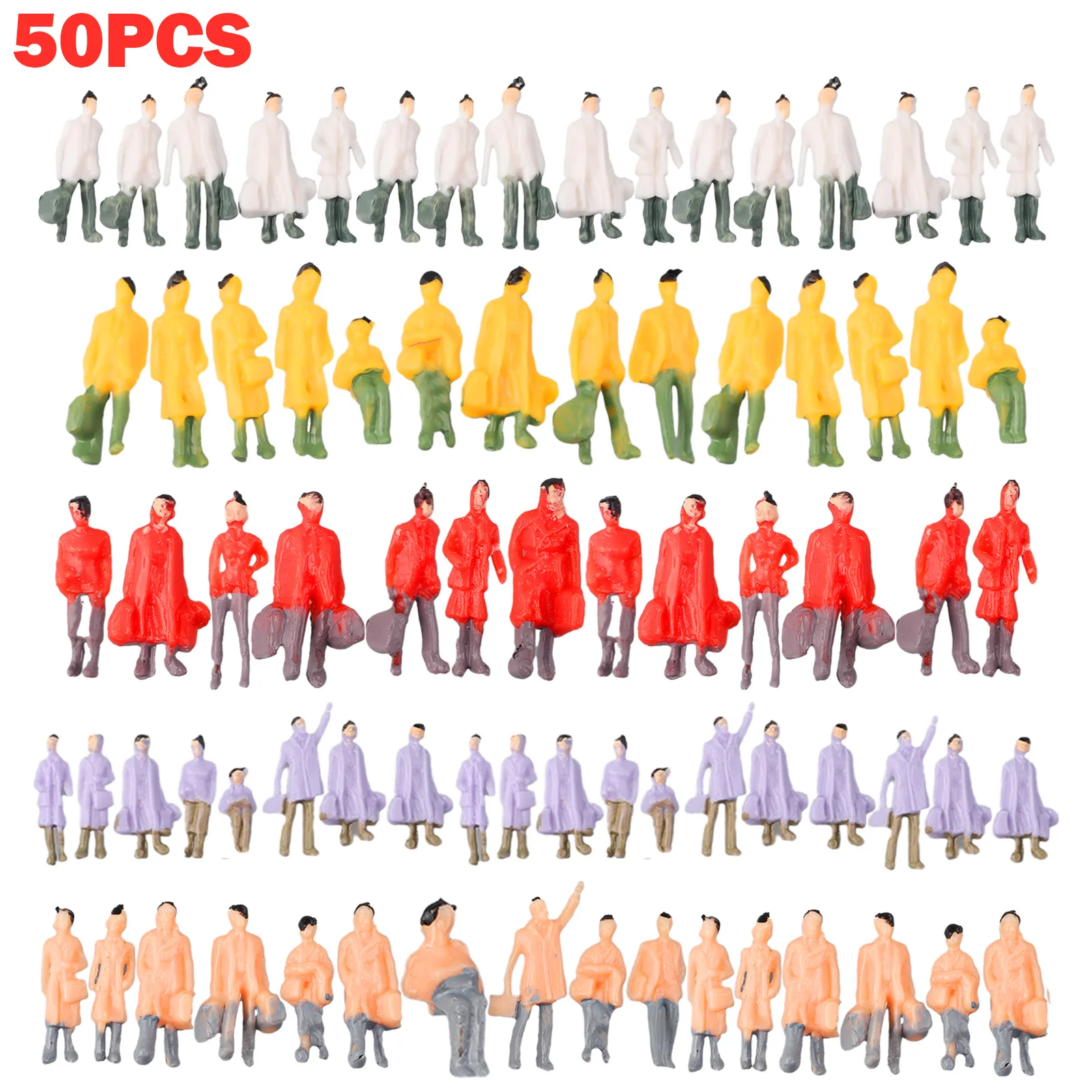 50Pcs HO Scale 1:87 Painted Figures Model Train Railway Passengers Models Trains Miniatures Accessories Decoration Gifts To Kids