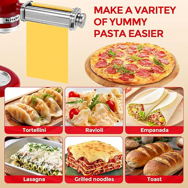Picture 7: Pasta Roller for Kitchenaid Stand Mixer Stainless Steel Pasta Attachment for Kitchen Aid Pasta Sheet Roller Fit for Stand Mixer
