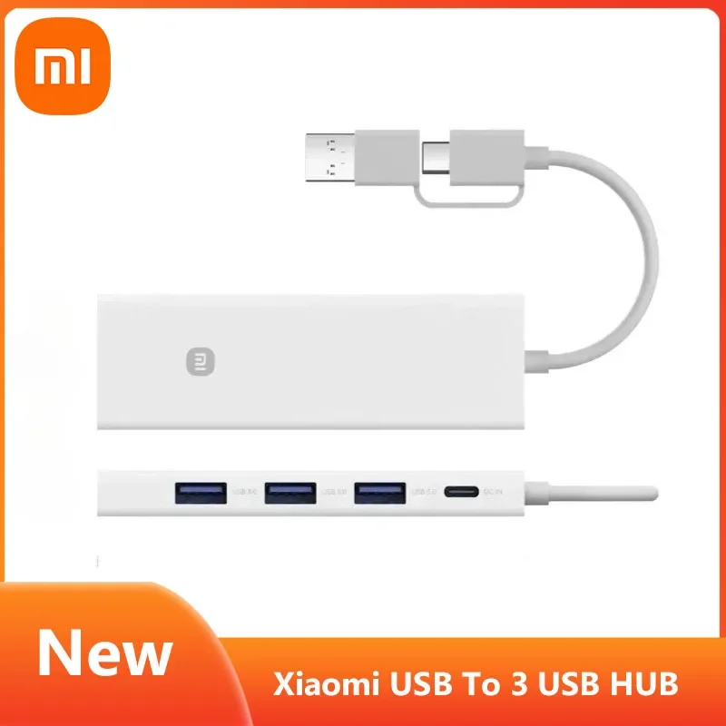 

New Xiaomi 4 In 1 Splitter with USB 3.0 HUB Dual Adapter OTG For Laptop Surface Computer Accessories USB-A Extension Power Data