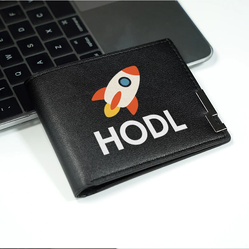 HODL Rocket Design Premium PU-portemonnee Minimalistische compacte herenportemonnee Lichtgewicht Duurzaam Dagelijks dragen Zakelijke stijl