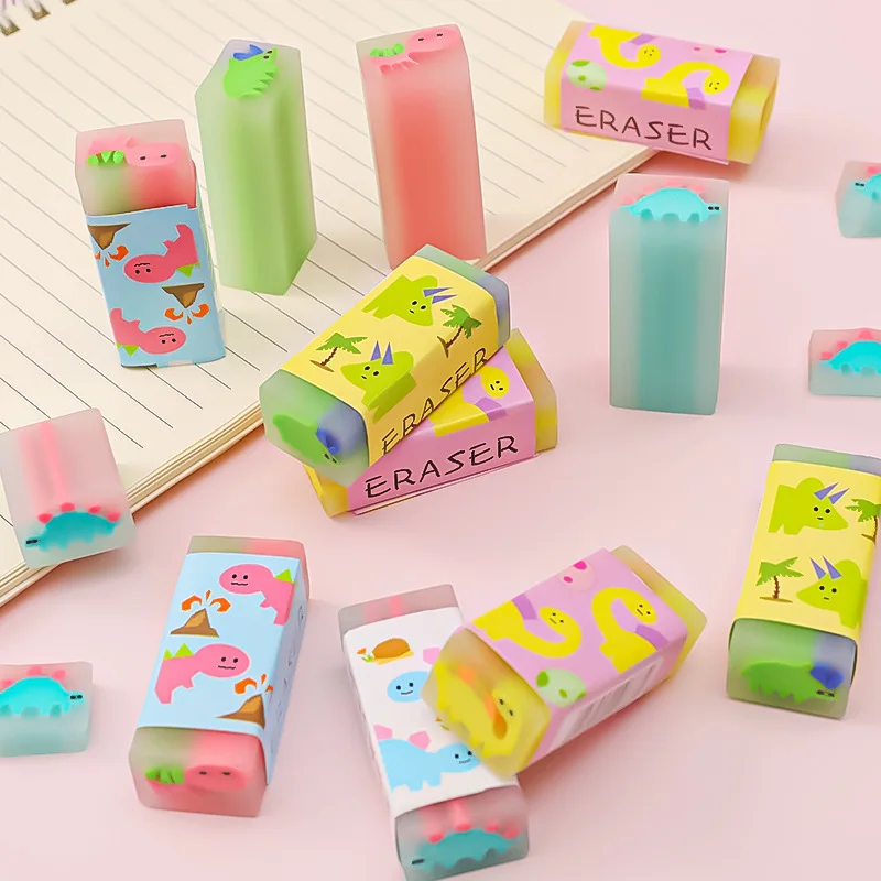 3Pcs Kawaii Heart shape Rubber Erasers cute translucent Eraser Student Correction Tool Kids School Office Supplies Stationery