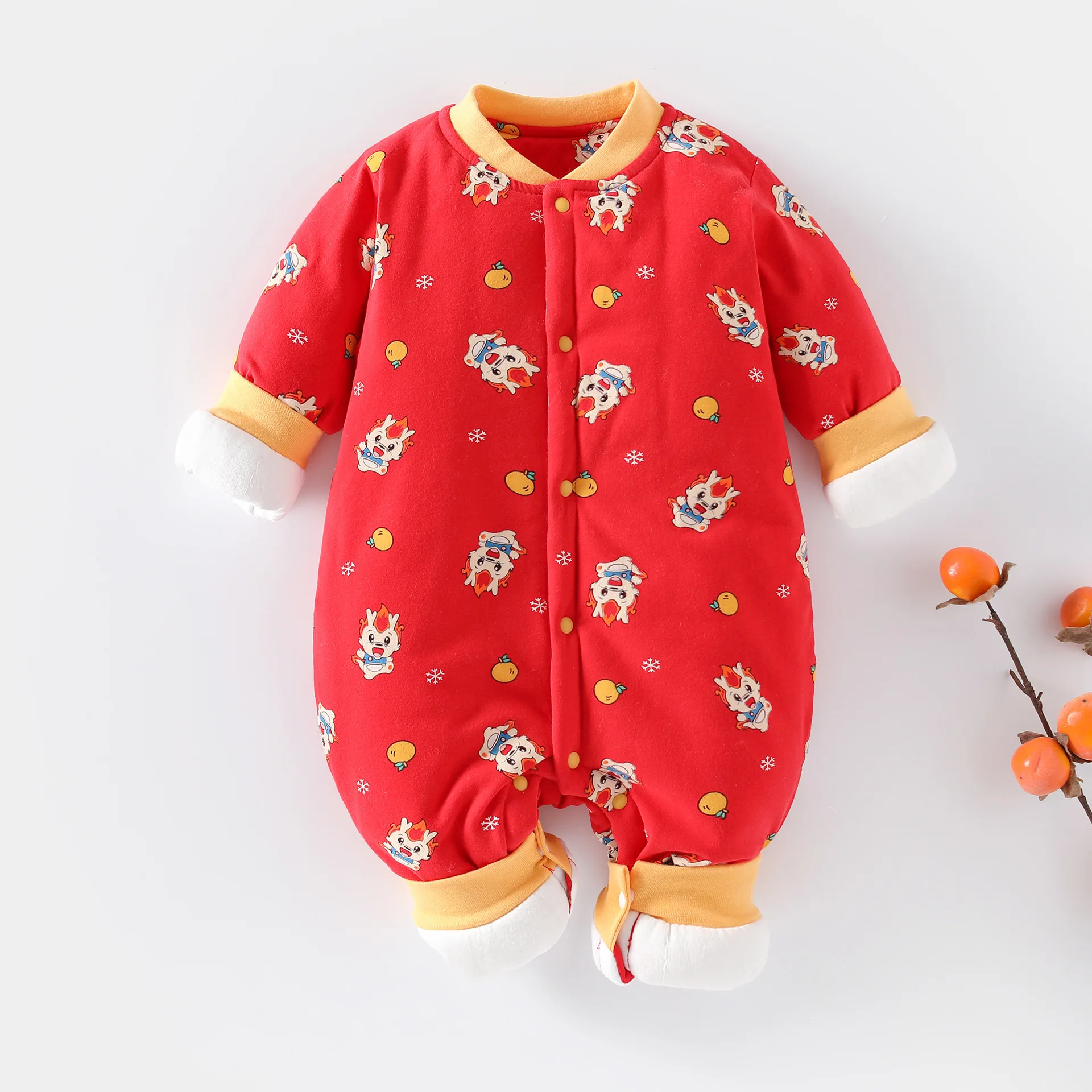 

8 Styles Chinese New Year's Clothing Dragon Baby Thick Winter Newborn Kids Boy Girls Crawling Cotton Clothes Bodysuits Jumpsuit