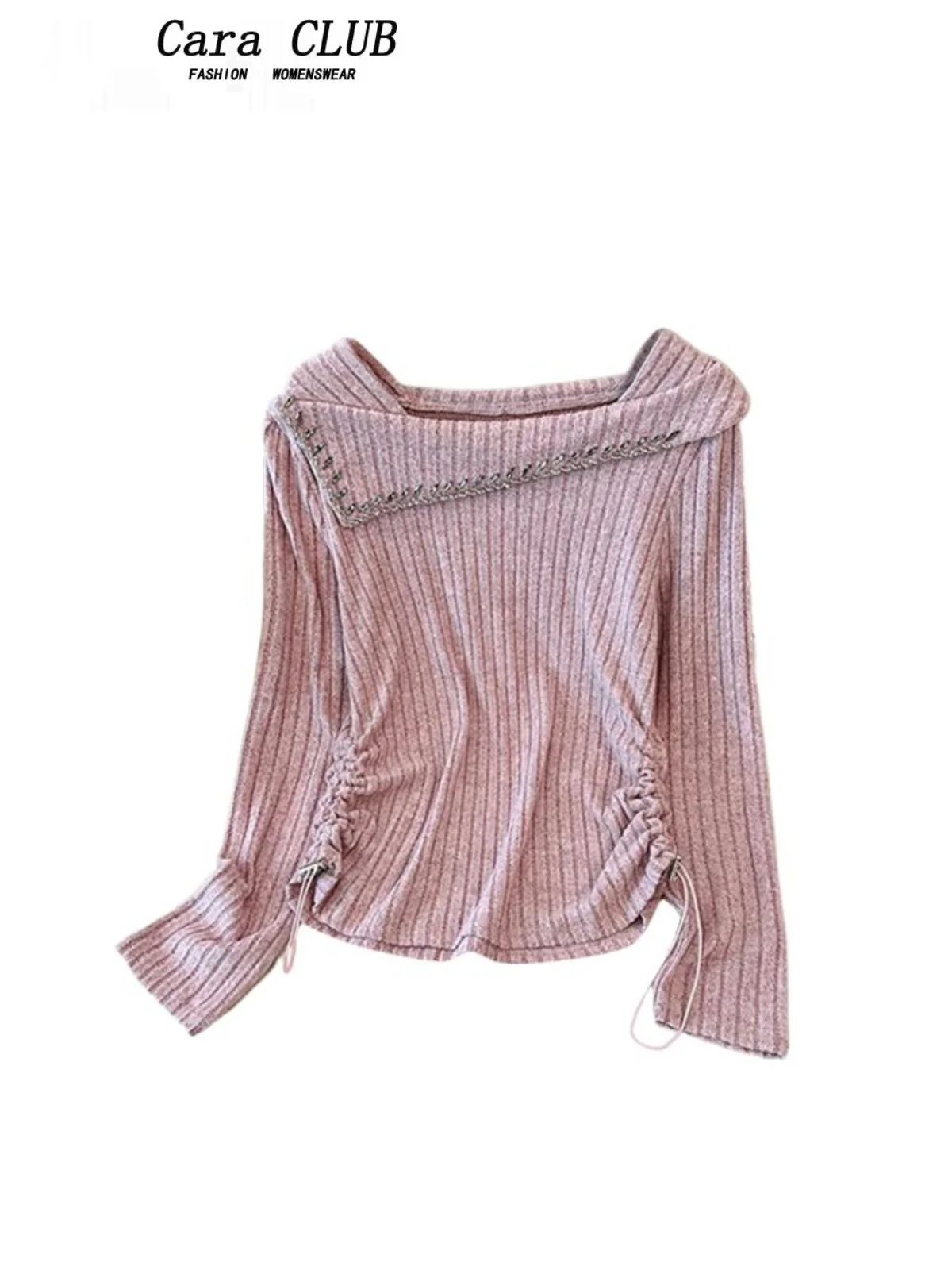 

Женский трикотажный топ CaraCLUB больших размеров с длинными рукавами, весенний модный дизайн с бриллиантовой отделкой, скрывающий живот, с эффектом похудения