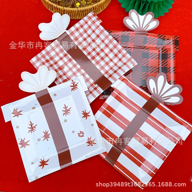 Christmas Gift Paper Pallet Christmas Gift Shape Disposable Service Plate Christmas Party Disposable Tableware Decoration Suppli