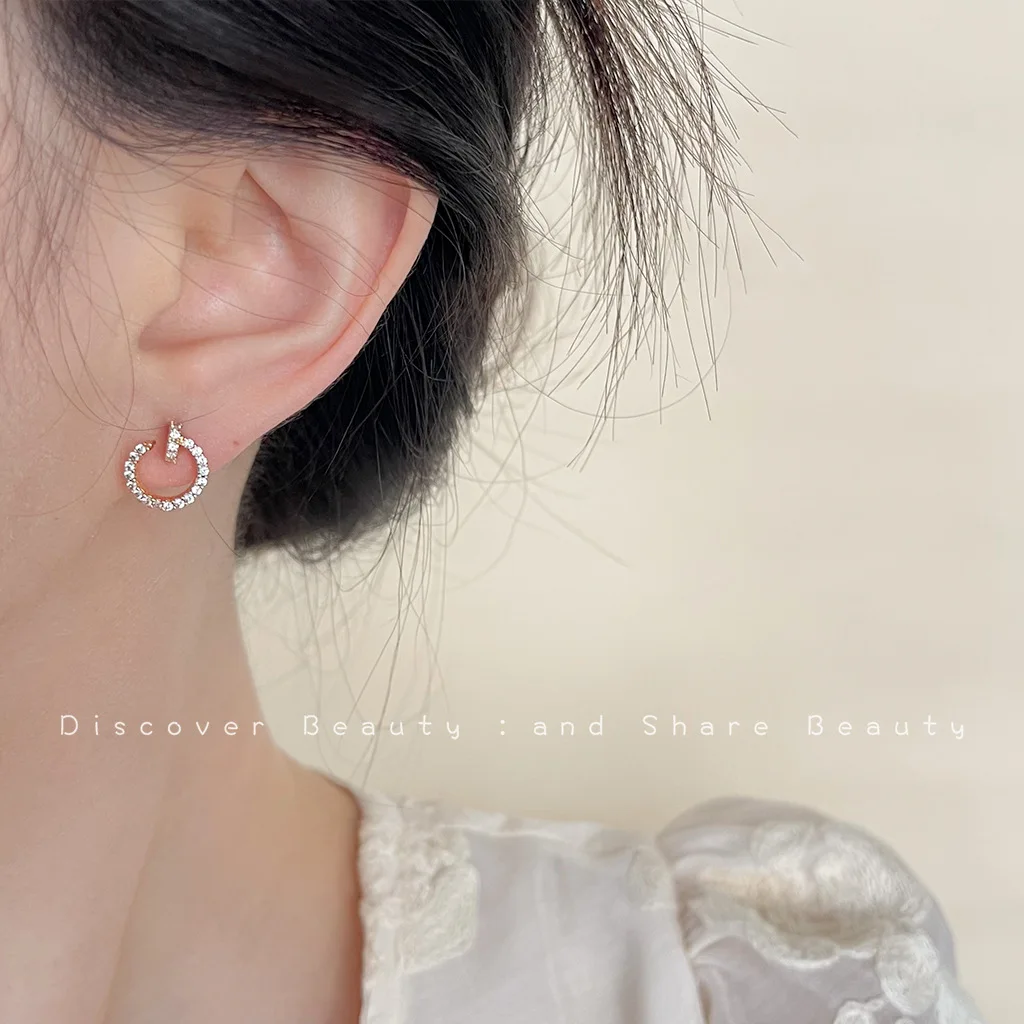 DIY accessories Commuter versatile model~ Simple geometric zircon stud earrings Korean niche temperament earrings Personalized s