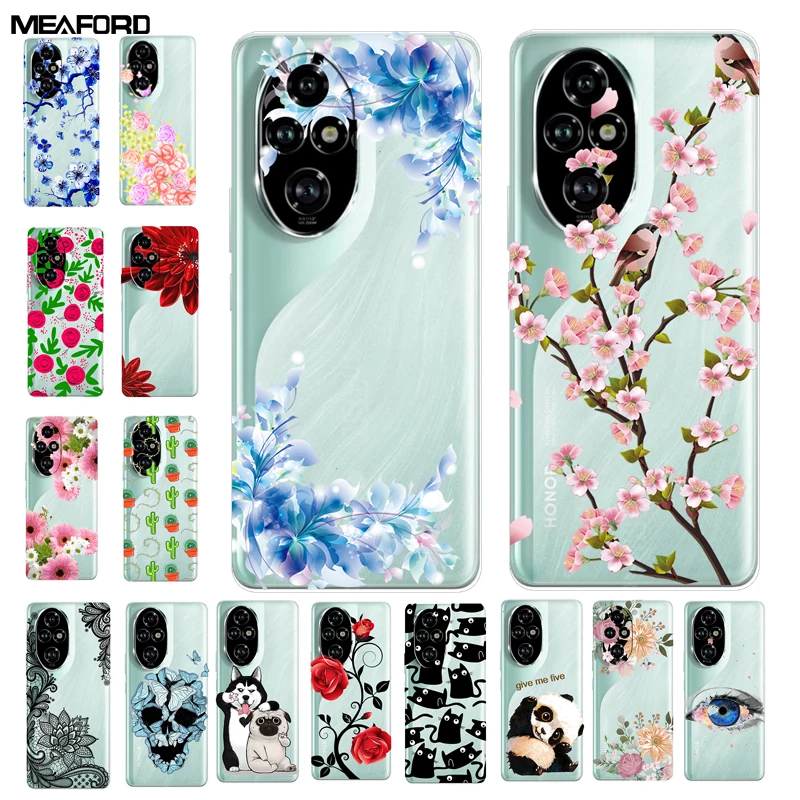 

For Honor 200 Pro Case Honor 200 5G Flower Clear TPU Soft Silicone Transparent Back Case for Honor 200 5G Cover Coque Para Funda