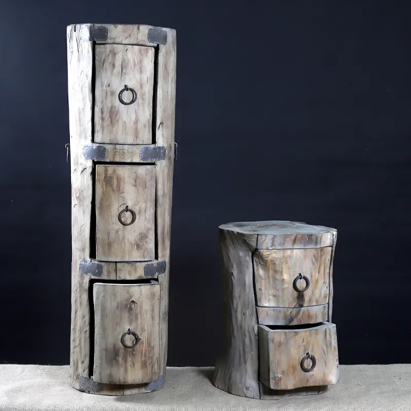 Handmade Wooden Cabinet with Drawers Simple European Pastoral Style Storage Rack for Home B&B Hotel Furniture Decorative