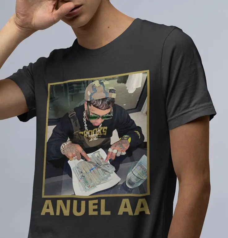 Summer Men's Short Sleeved Anuel AA Real Hasta La Muerte Printed T-shirt Street Wear Rapper Loose Pullover Casual Pure T-shirt