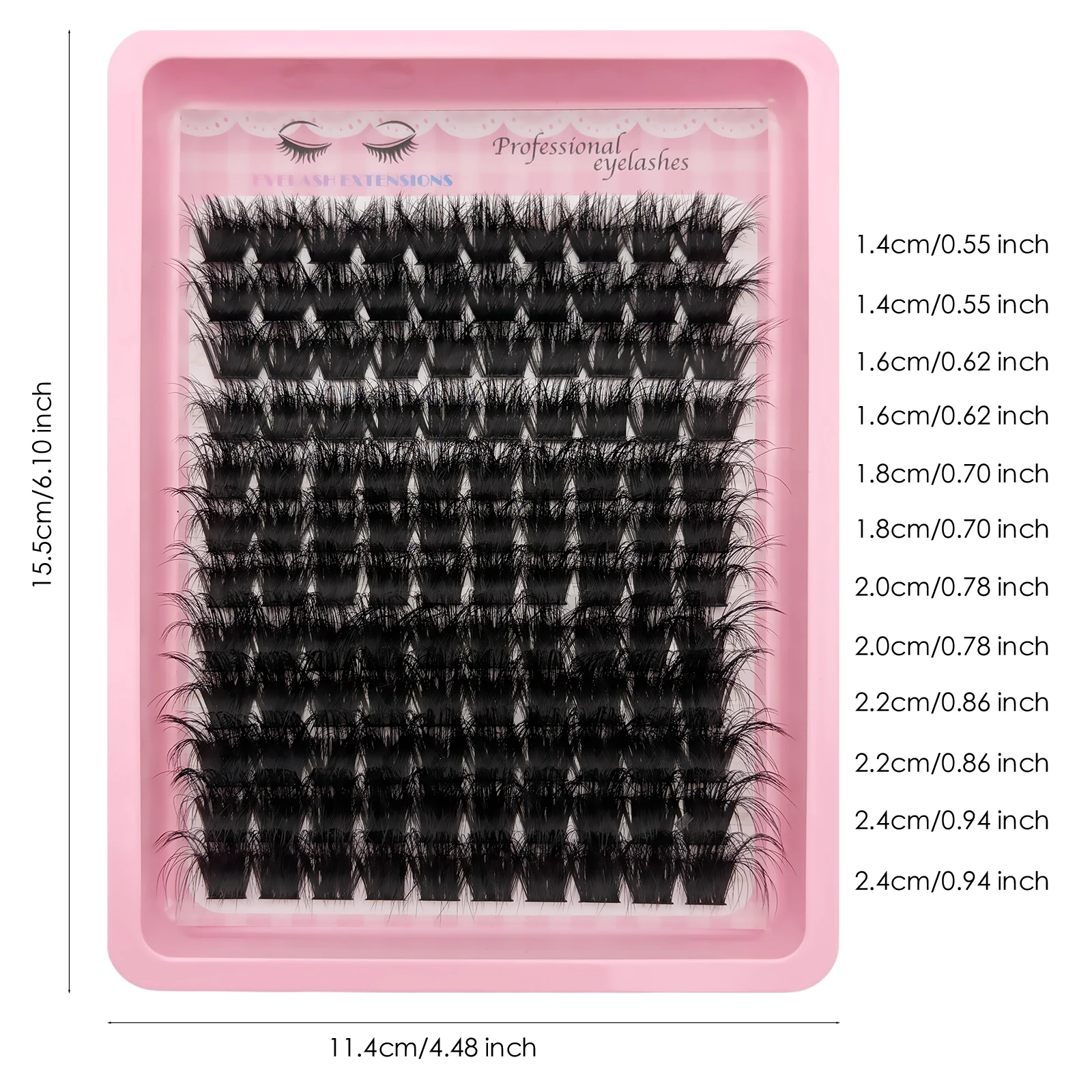 DIY Wimpernverlängerungs-Cluster 100D 8D Flauschig 0,07mm D-Curl 14-24mm Gemischte Einzelwimpern Einfach Anzuwenden für Anfänger Make-up-Tool – Detail 4