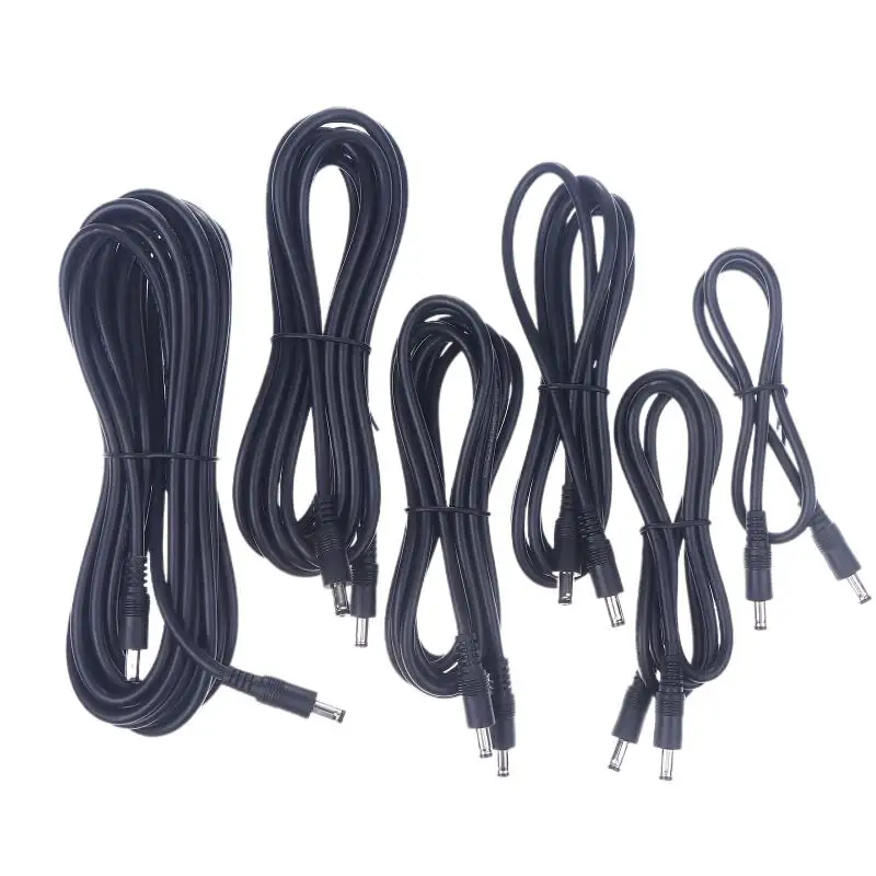 1Pc DC5521 To DC5521 Cable Cord 18AWG DC5.5mm X 2.1mm Male Plug To Male Power Supply Adapter Wire For LED Light Speaker J60A