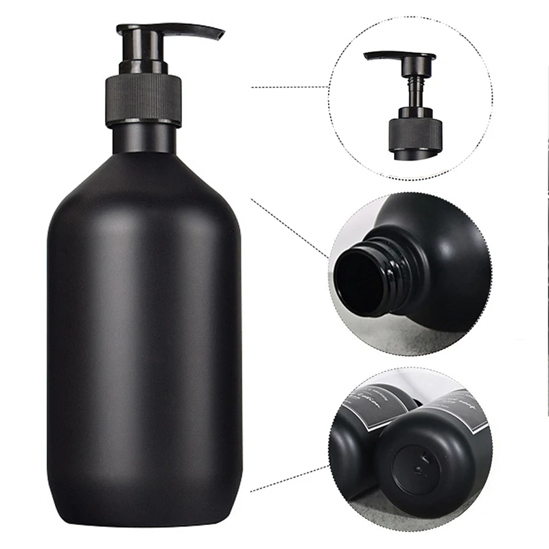 2Pcs Black Dish Soap Dispenser Empty Pump Bottles Refillable Lotion Container Shampoo Dispenser Bathroom Supplies 300/500ml