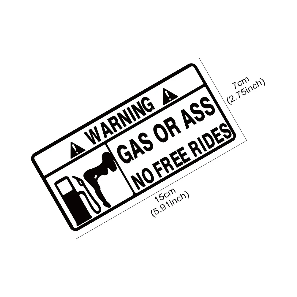 15x7cm Gas or Ass Car Sticker Window Windshield Creative Free Ride Vinyl Decals for Truck Motorcycle Vans Pickup Fuel Tank Decal