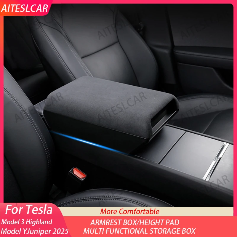

For Tesla Model Y Juniper 2025 2026 Model 3 Armrest Cover Box Cushion Anti-scratch Pad Mats Center Console Protector Accessories