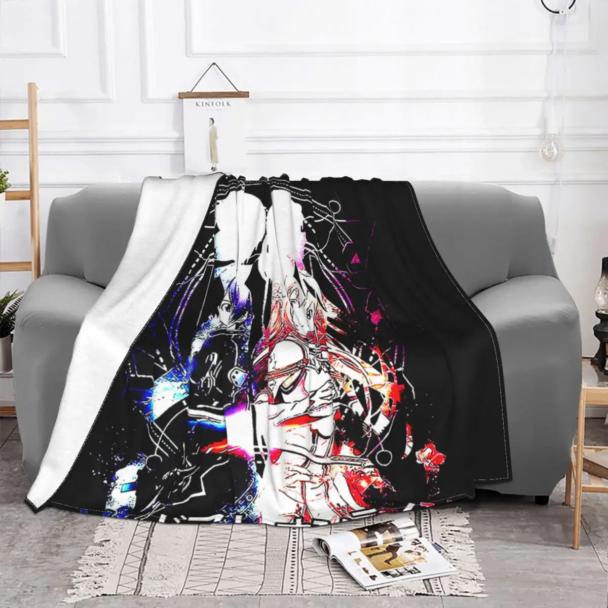 Sword Art Online Blanket Alicization Kirito Anime Series Flannel  Breathable Lightweight Throw Blankets For Bedding Bedspread