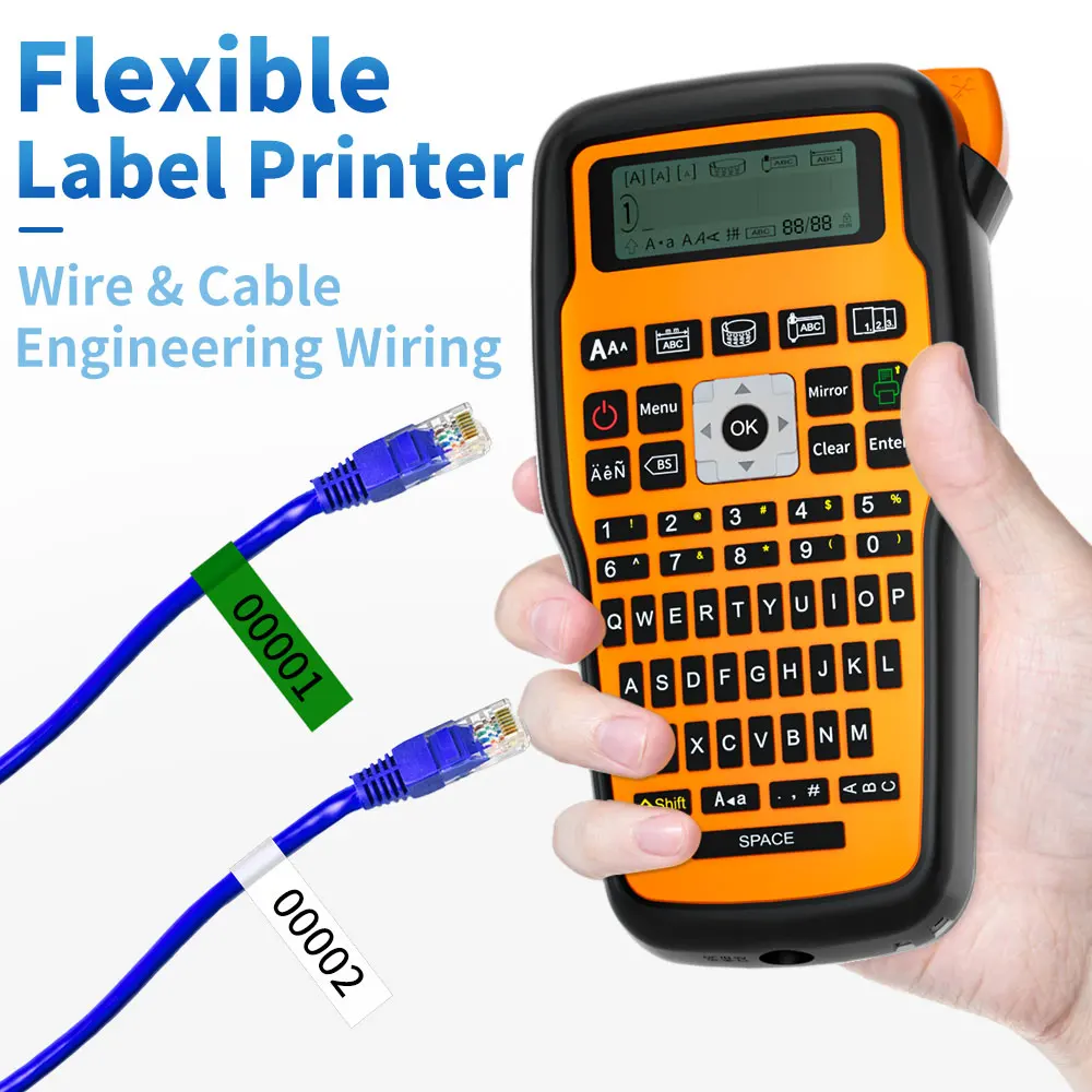 E1000PRO Portable Industrial Label Printer Compatible with Ordinary labels,Heat Shrink Tubing, Cable Labels, Ribbon Labels etc.