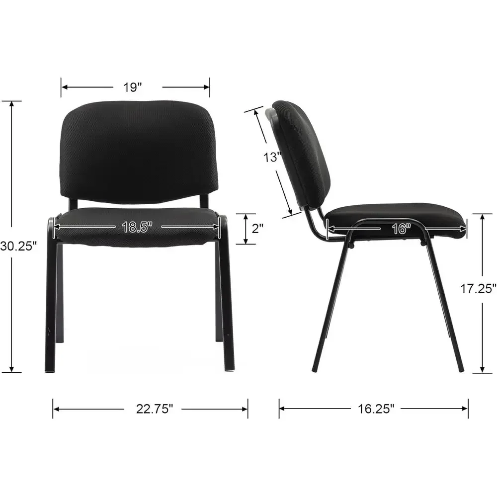 5-Piece Stackable Mesh Office Chairs Set, Armless for Conference, Waiting Room, Training, Meetings, Black