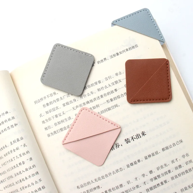 7pcs Leather Bookmarks for Books Diamond-shaped Reading Book Mark Set Book Corner Protection Clip Leather for LOGO Advertising