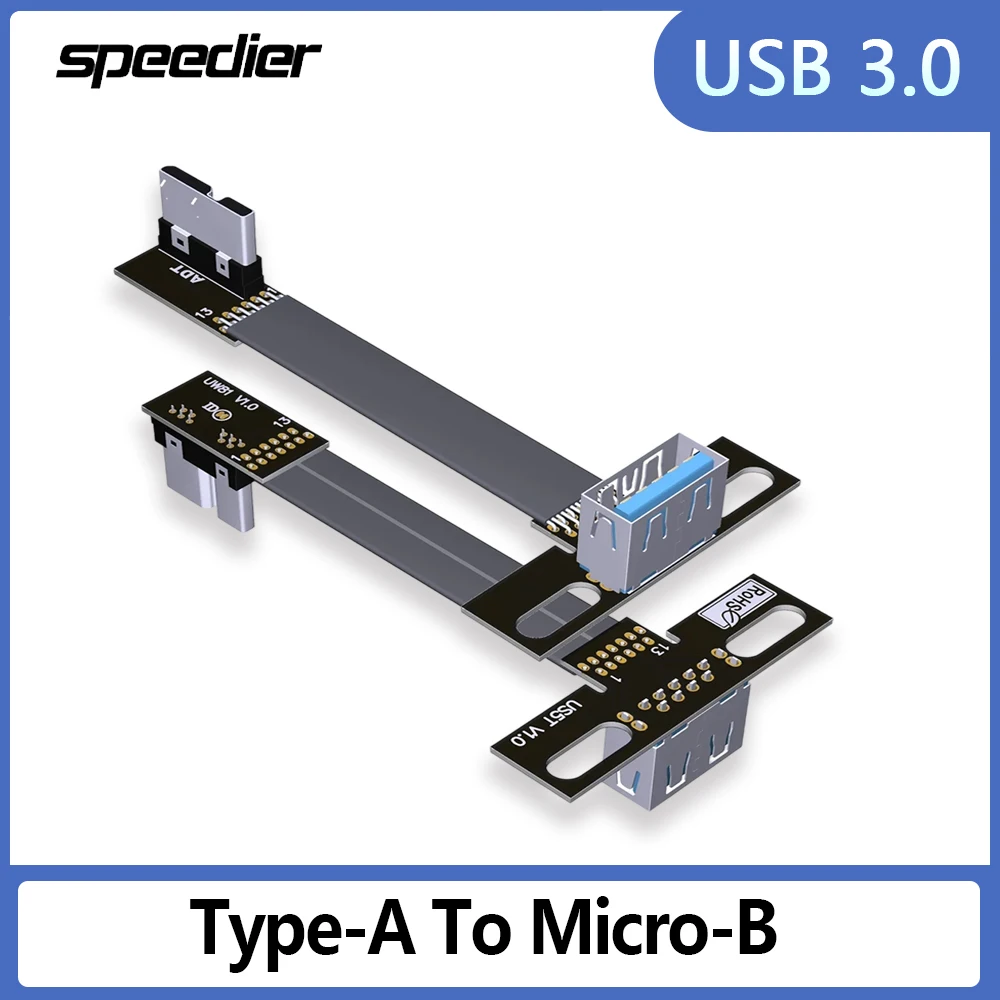

Elbow Micro B USB Ribbon Cable Male 5G/bps USB 3.0 Type A Female Fold 90 Degree Fpc Fpv Flat Aerial Photography Cable Cord