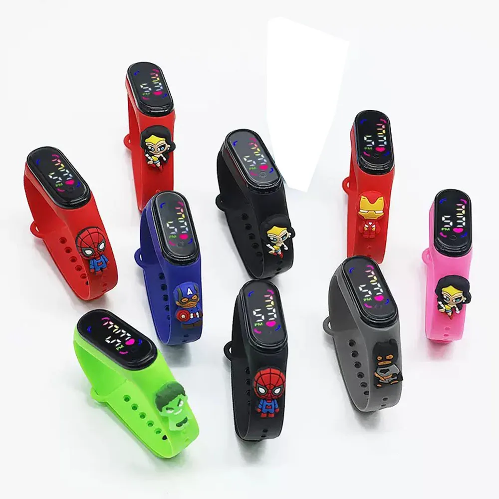 Fashion Mickey Children Watches For Girls Electronic Bracelet Sports Touch LED Spiderman Doll Kids Watch Women Waterproof Clock
