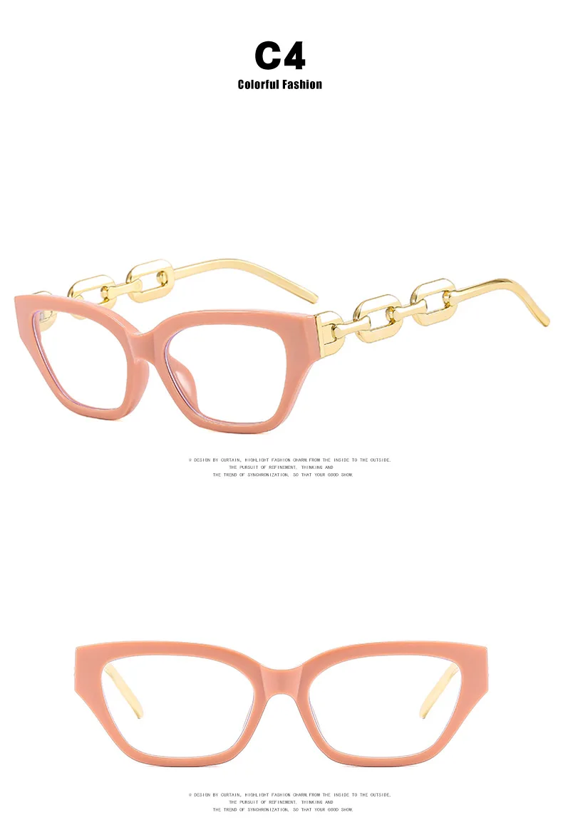 Vintage Gold rahmen klare Lesebrille Frauen sexy Katzenauge Anti Blaulicht Brille Luxus Designer große Kette Presbyopie Brille – Detail 13