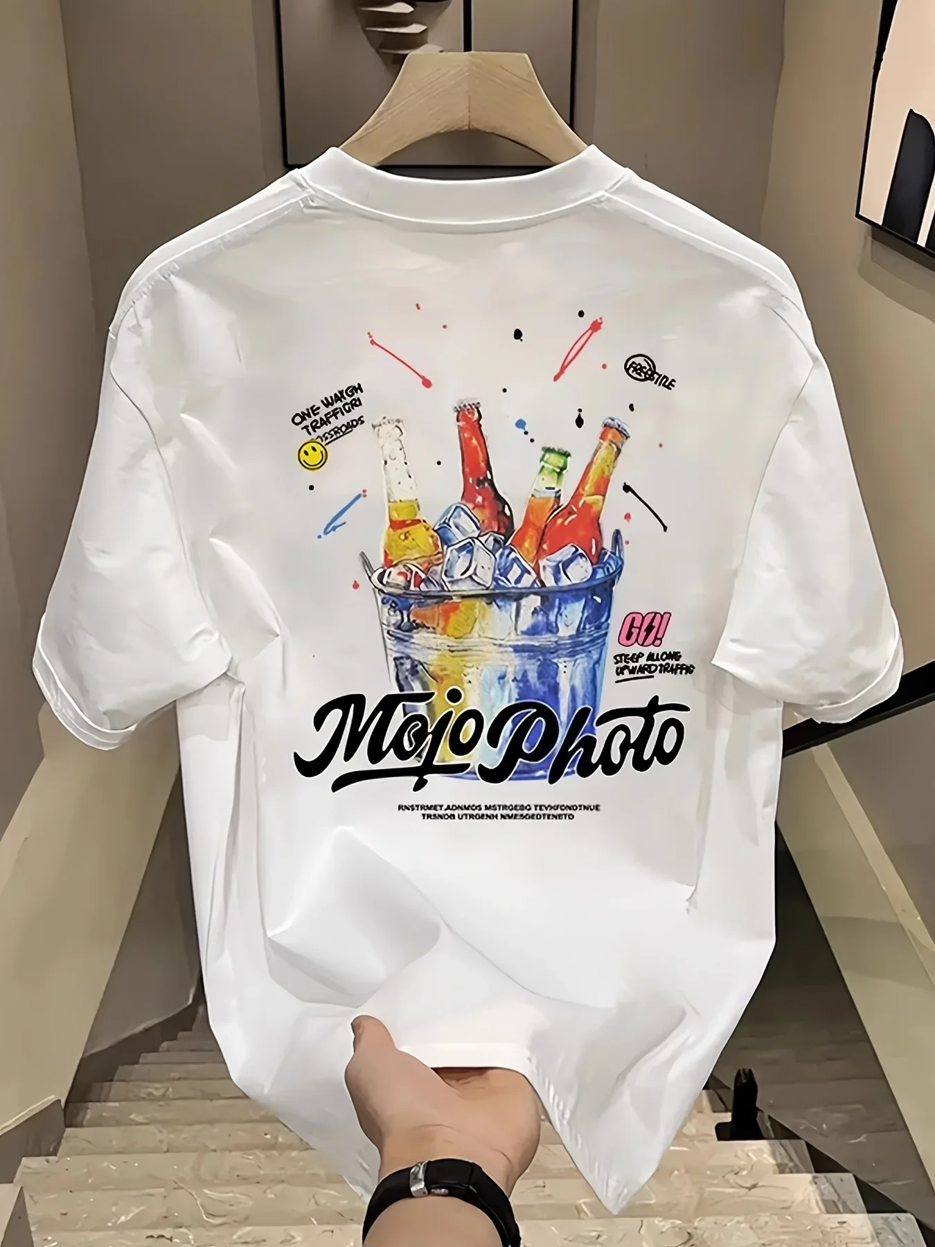 Men's 100% Cotton Summer Beer Print T-Shirt 