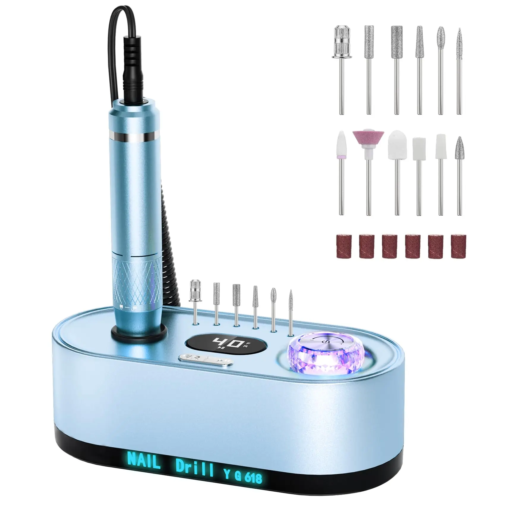

Professional electric nail polisher set: 40000 rpm digital display suitable for phototherapy nail crystal nail manicure