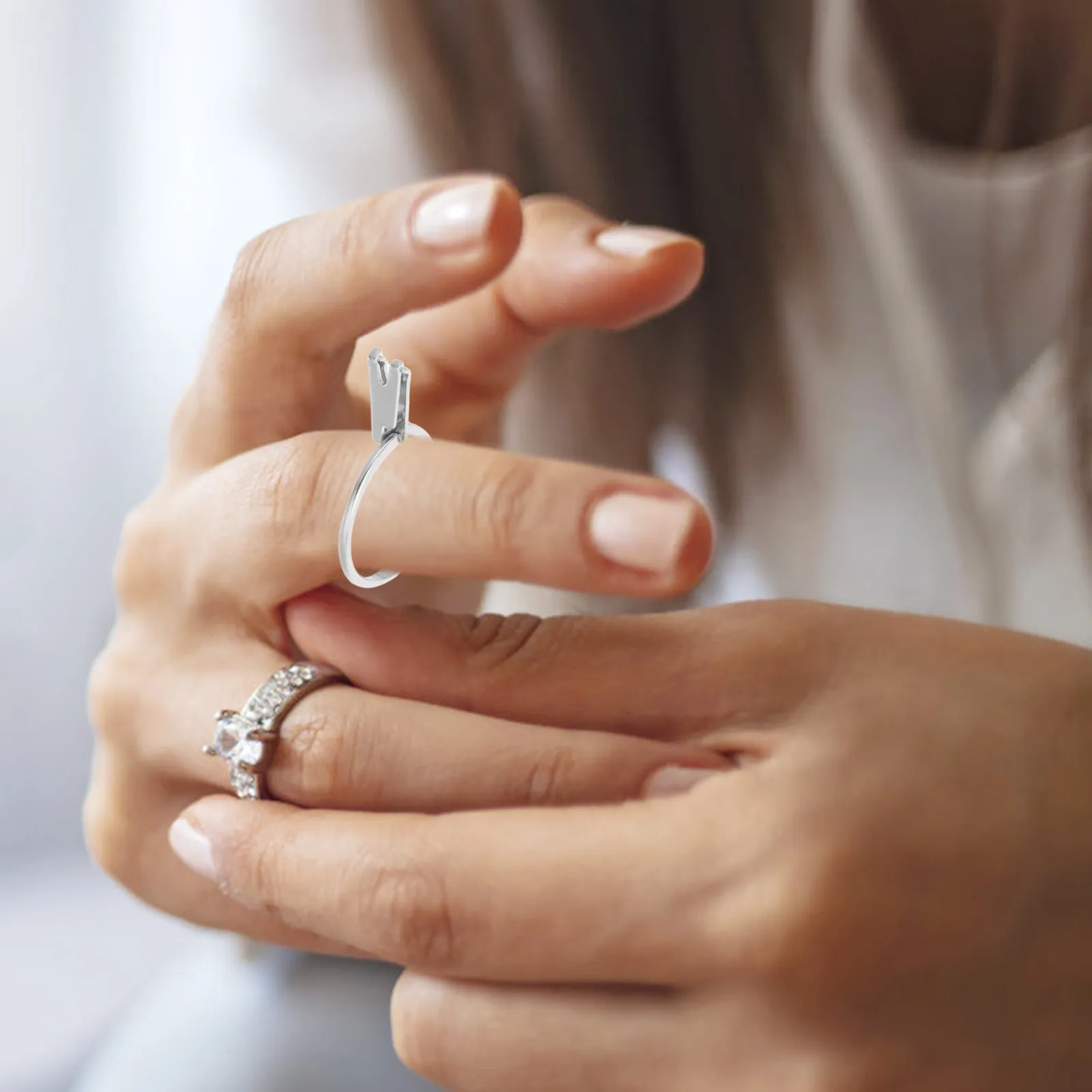 2Pcs Loose Stone Blank Prong Ring Jewelry Display Holder